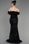 Robe de Soirée Longue Squameuse Noir ABU3864