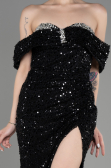 Robe de Soirée Longue Squameuse Noir ABU3864