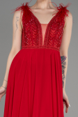 Robe de Soirée Longue Mousseline Rouge ABU3856