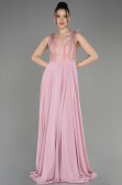 Robe de Soirée Longue Mousseline Poudre ABU3856