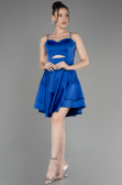Robe de Cérémonie Courte Satin Bleu Saxe ABK2042