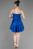 Robe de Cérémonie Courte Satin Bleu Saxe ABK2042