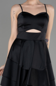 Robe de Cérémonie Courte Satin Noir ABK2042