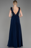 Robe de Soirée Longue Mousseline Bleu Marine ABU3856