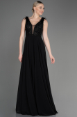 Robe de Soirée Longue Mousseline Noir ABU3856
