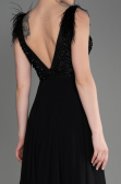 Robe de Soirée Longue Mousseline Noir ABU3856