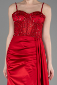 Robe de Soirée Longue Satin Rouge ABU3875