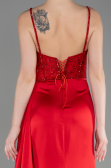 Robe de Soirée Longue Satin Rouge ABU3875