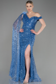 Robe de Soirée Longue Squameuse Indigo ABU3857