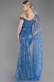 Robe de Soirée Longue Squameuse Indigo ABU3857