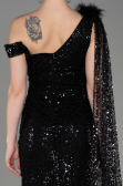 Robe de Soirée Longue Squameuse Noir ABU3857
