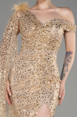 Robe de Soirée Longue Squameuse Or ABU3857