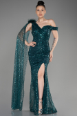 Robe de Soirée Longue Squameuse Émeraude ABU3857