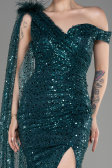 Robe de Soirée Longue Squameuse Émeraude ABU3857