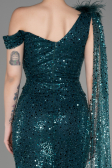 Robe de Soirée Longue Squameuse Émeraude ABU3857