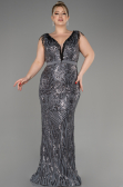Robe De Fiançailles Grande Taille Longue Anthracite ABU3876