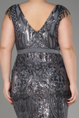 Robe De Fiançailles Grande Taille Longue Anthracite ABU3876