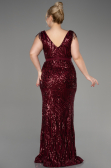 Robe De Fiançailles Grande Taille Longue Rouge Bordeaux ABU3876
