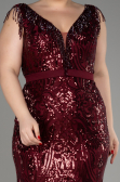 Robe De Fiançailles Grande Taille Longue Rouge Bordeaux ABU3876