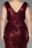Robe De Fiançailles Grande Taille Longue Rouge Bordeaux ABU3876