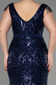 Robe De Fiançailles Grande Taille Longue Bleu Marine ABU3876