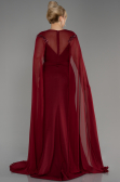 Robe de Soirée Grande Taille Longue Mousseline Rouge Bordeaux ABU3913