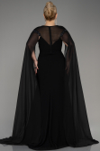 Robe de Soirée Grande Taille Longue Mousseline Noir ABU3913