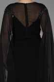 Robe de Soirée Grande Taille Longue Mousseline Noir ABU3913