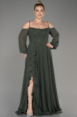 Robe de Soirée Longue Mousseline Kaki ABU3914