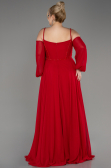 Robe de Soirée Longue Mousseline Rouge ABU3914