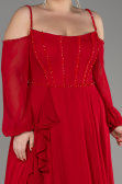 Robe de Soirée Longue Mousseline Rouge ABU3914