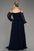Robe de Soirée Longue Mousseline Bleu Marine ABU3914