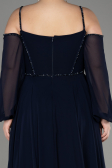 Robe de Soirée Longue Mousseline Bleu Marine ABU3914