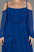 Robe de Soirée Longue Mousseline Bleu Saxe ABU3914
