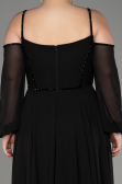 Robe De Fiançailles Grande Taille Longue Mousseline Noir ABU3915