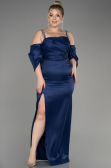 Robe De Fiançailles Grande Taille Longue Bleu Marine ABU3921