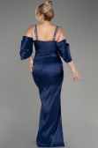 Robe De Fiançailles Grande Taille Longue Bleu Marine ABU3921