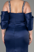 Robe De Fiançailles Grande Taille Longue Bleu Marine ABU3921