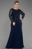 Robe De Soirée Grande Taille Longue Bleu Marine ABU3928