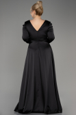 Robe De Fiançailles Grande Taille Longue Satin Noir ABU3941