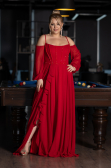 Robe De Fiançailles Grande Taille Longue Mousseline Rouge ABU3915