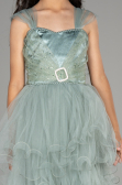 Robe de Soirée Enfants Devant Court Dos Long Turquoise ABO105