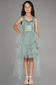 Robe de Soirée Enfants Devant Court Dos Long Turquoise ABO105