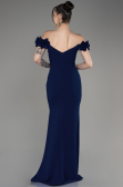 Robe Queue De Poisson Longue Bleu Marine ABU3891