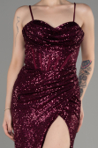 Tenue De Soirée Squameuse Longue Couleur Cerise ABU3246