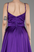 Robe De Soirée Satin Longue Violet ABU1601