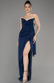 Robe de Soirée Longue Mousseline Bleu Marine ABU3947
