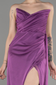 Robe de Soirée Longue Mousseline Violet ABU3947