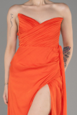 Robe de Soirée Longue Mousseline Orange ABU3947