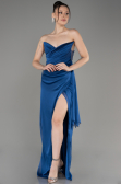 Robe de Soirée Longue Mousseline Bleu Saxe ABU3947